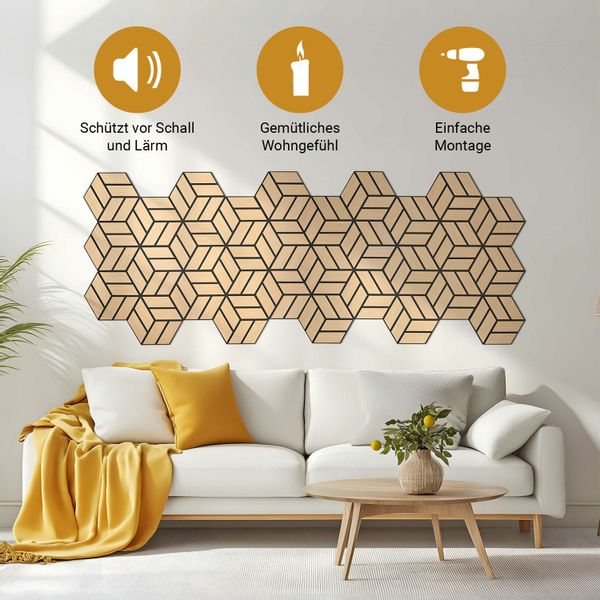 Homestyle4u Wandpaneel je 30x26 Hexagon Akustikpaneele günstig online kaufen