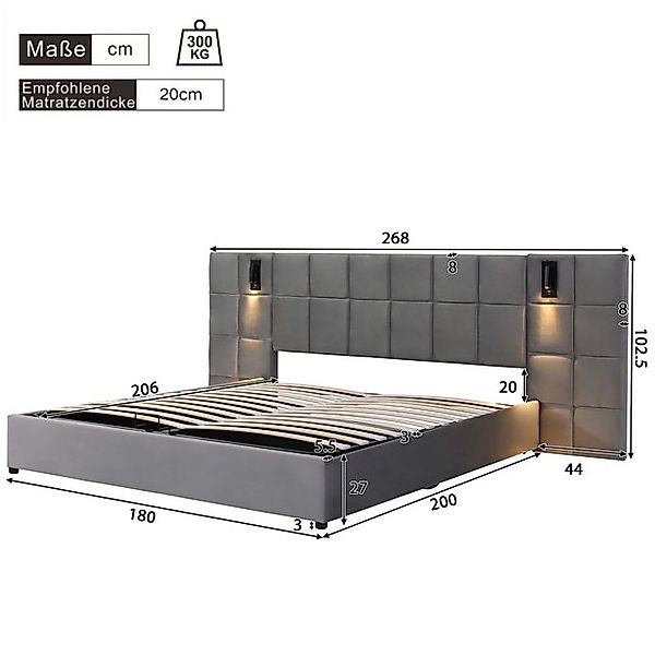 STILVORA Polsterbett Stauraumbett 180x200 Doppelbett Hydraulisch Bettgestel günstig online kaufen