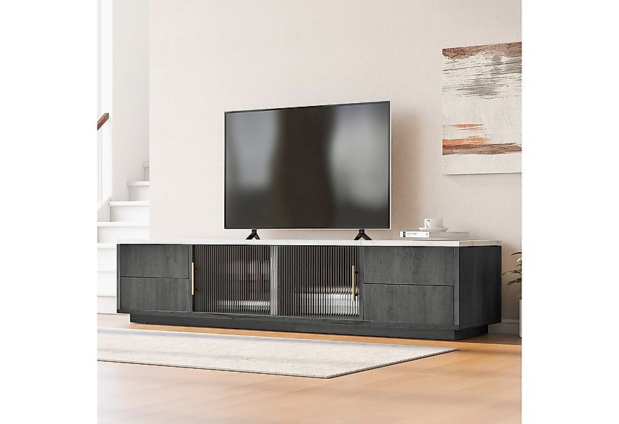 Merax Lowboard mit Push-to-Open Funktion, TV-Schrank, in Marmoroptik mit vi günstig online kaufen