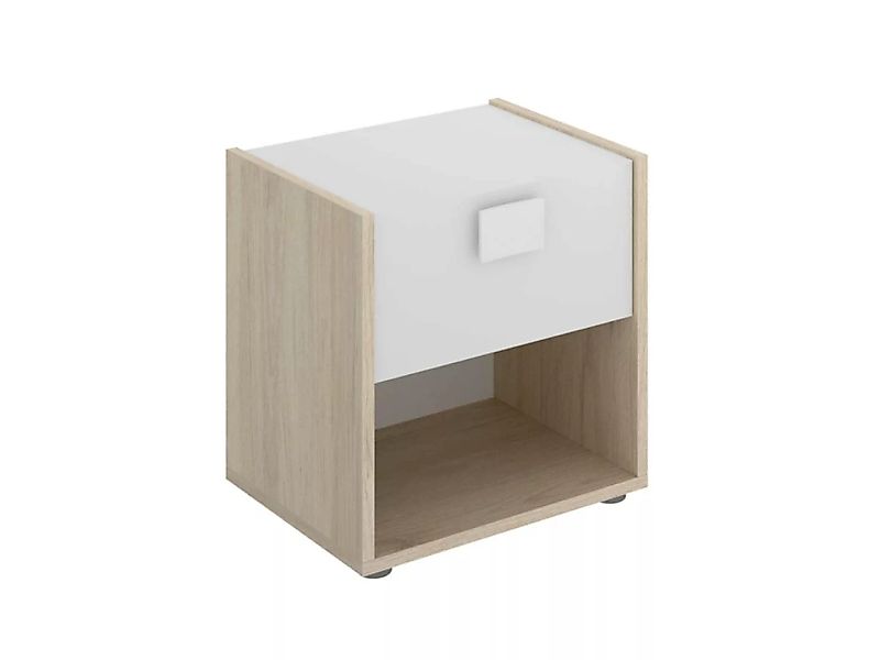Nachttisch mit 1 Schublade & 1 Ablage - Holzfarben & Weiß - SONIA günstig online kaufen