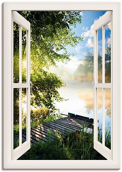Artland Wandbild "Fensterblick Angelsteg am Fluss" Fensterblick 1 Stk. tlg. günstig online kaufen