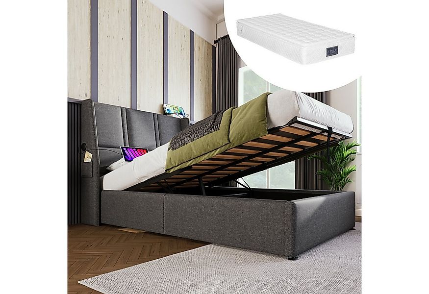 STILVORA Polsterbett Stauraumbett Bettgestell 90x200 Jugendbett mit Seitent günstig online kaufen