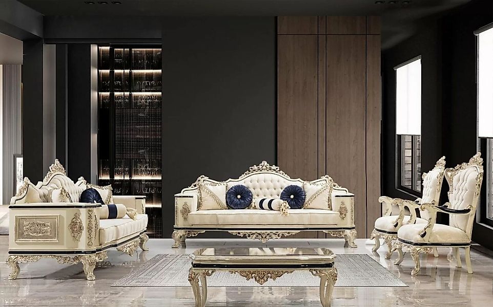 JVmoebel Sofa Sofagarnitur 3+1+1 Sitzer Sofa Luxus Garnituren Sofas Textil günstig online kaufen