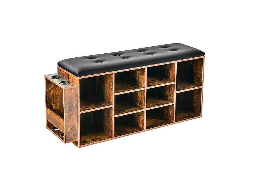 COSTWAY Schuhbank, mit Sitzkissen, Stauraum & Schirmständer, 110cm, Holz günstig online kaufen