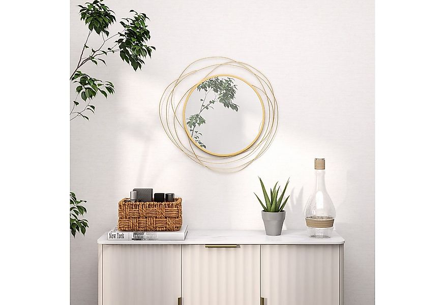 HOMCOM Wandbild Wandkunst aus Metall, 65cm Runder Spiegel, Muster (Wanddeko günstig online kaufen