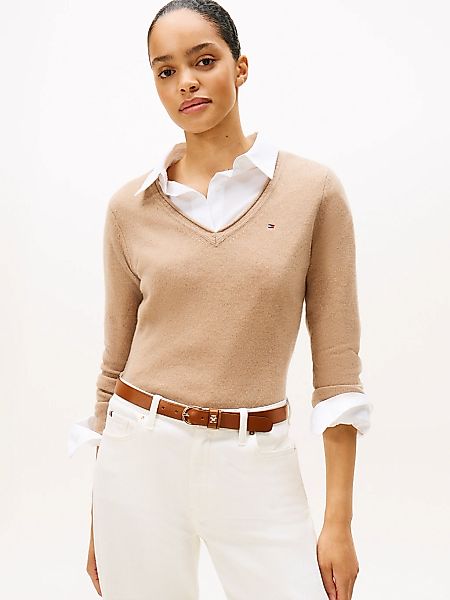 Tommy Hilfiger Strickpullover "SOFT WOOL V-NK SWEATER", aus reiner Wolle günstig online kaufen
