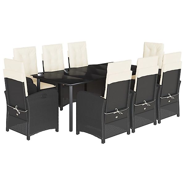 vidaXL 9-Tlg Garten-Essgruppe mit Kissen Schwarz Poly Rattan 3212308 günstig online kaufen