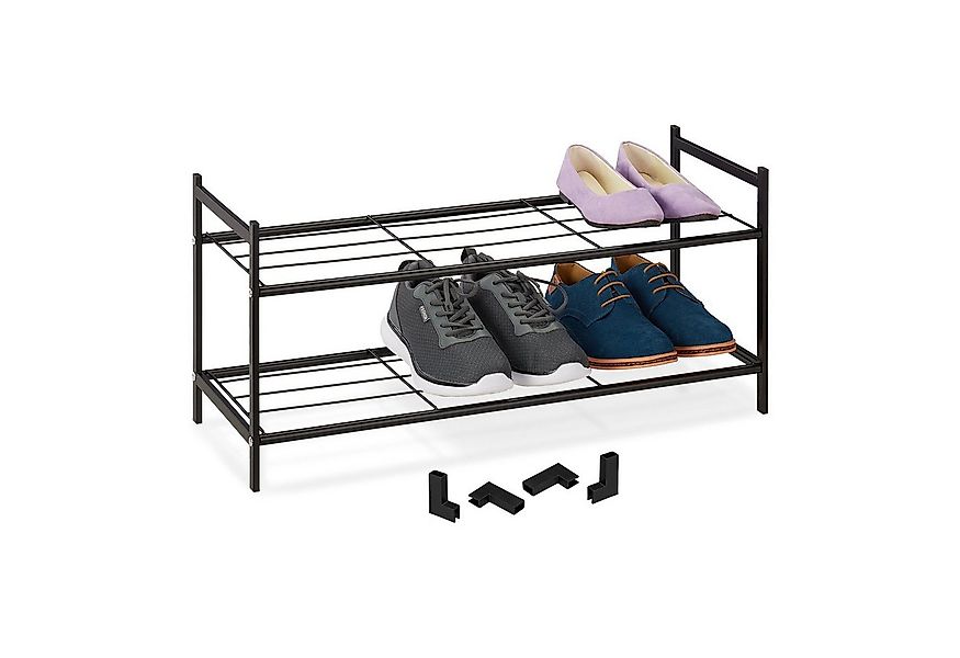 relaxdays Schuhregal Stapelbares Schuhregal 2 Ebenen, schwarz günstig online kaufen
