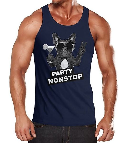 Neverless Tanktop Party Herren Tank-Top Nonstop Mops French Bulldog Muskels günstig online kaufen