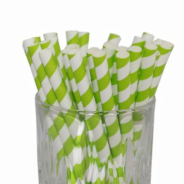 LUXENTU Cocktail Papier-Trinkhalm grün/weiß gestreift 100 Stück Trinkhalme günstig online kaufen