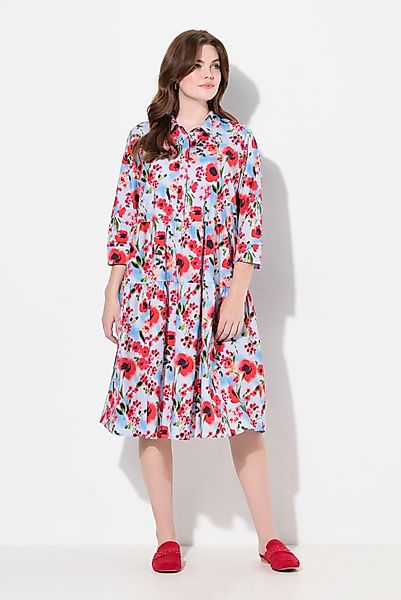 Ulla Popken Hemdblusenkleid Hemdblusenkleid Mohn A-Linie günstig online kaufen