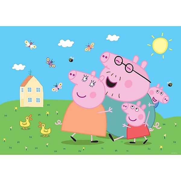 Sanders & Sanders Poster Peppa Wutz Grün Blau und Rosa 1.1 x 1.55 m 601256 günstig online kaufen