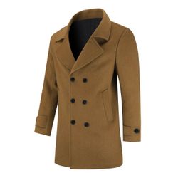 Allthemen Wollmantel Zweireihig Wintermantel gefüttert Mittellang günstig online kaufen