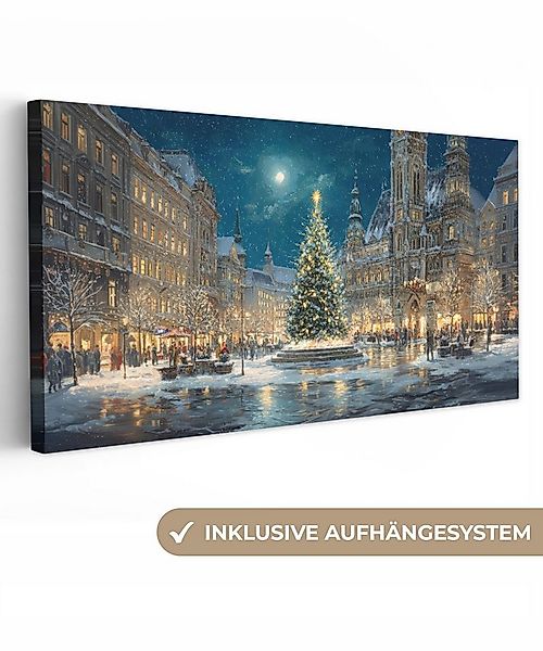 OneMillionCanvasses® Leinwandbild Panorama Heiligabend - Town Square - Mehr günstig online kaufen