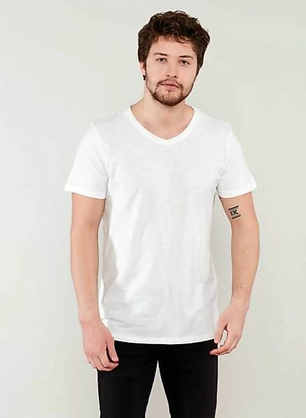 Basic V-ausschnitt T-shirt Aus Bio Baumwolle In Slub Jerseyt-shirt Aus Bio günstig online kaufen