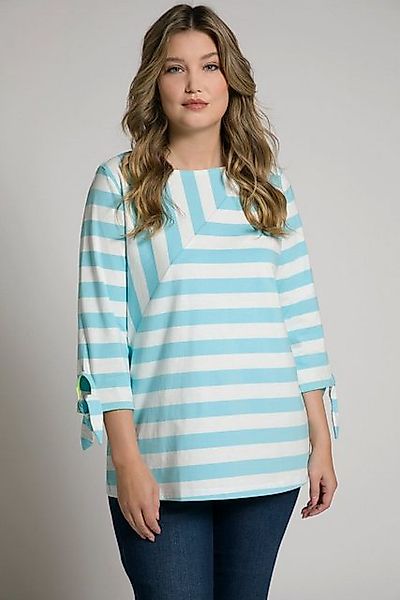 Ulla Popken Rundhalsshirt T-Shirt Streifen U-Boot-Ausschnitt Quernaht günstig online kaufen