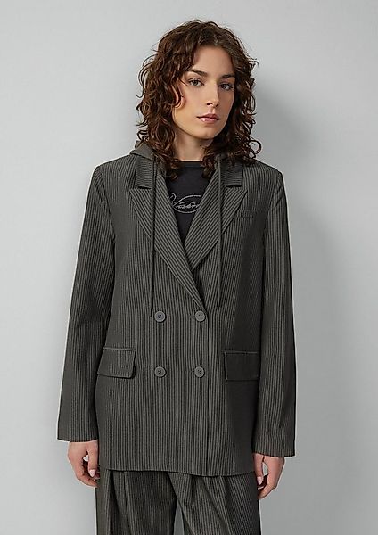 QS Jackenblazer Indoor-Blazer Nadelstreifenblazer mit abnehmbarer Kapuze günstig online kaufen