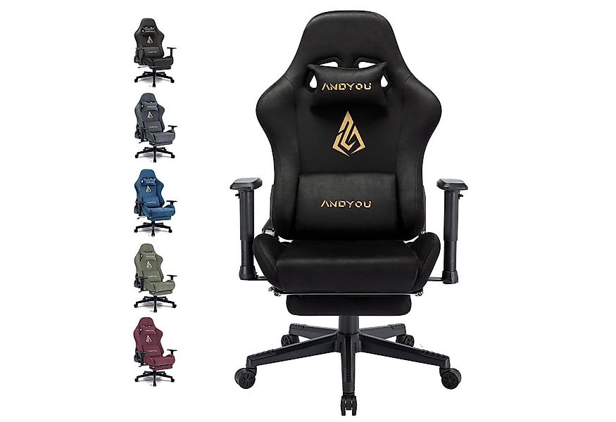 ANDYOU Gaming-Stuhl mit atmungsaktivem Alcantara-Bezug, drehbar, ergonomisc günstig online kaufen