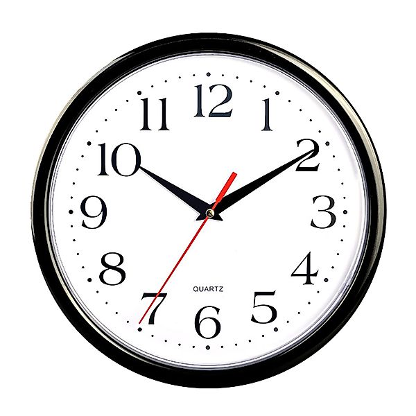 Wall-Art Wanduhr Klassisch Roter Sekundenzeiger Ø 25 cm Schwarz-Weiß günstig online kaufen