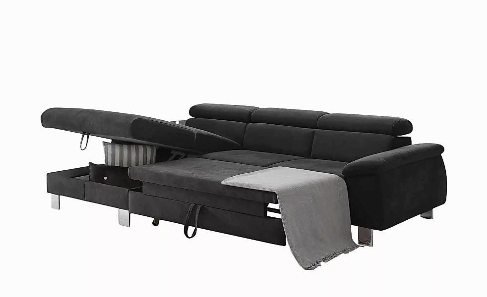 uno Ecksofa aus Velours Micky ¦ schwarz ¦ Maße (cm): B: 166 H: 72 T: 244.0 günstig online kaufen