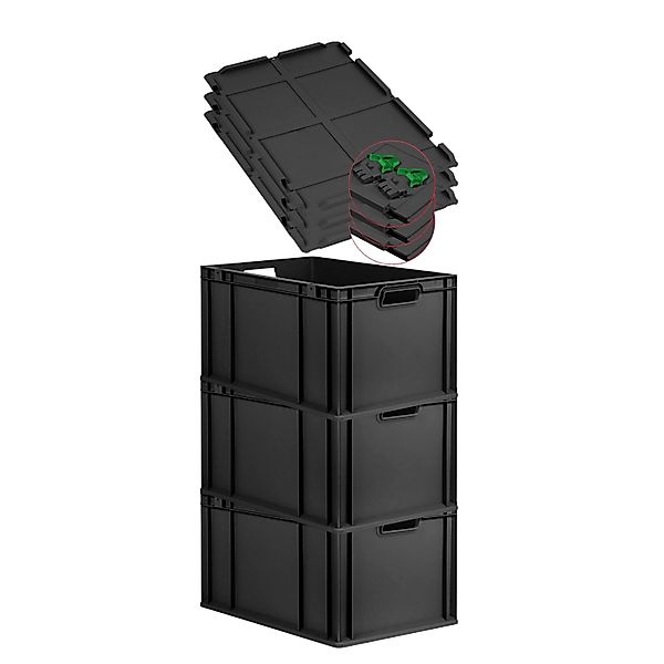 PROREGAL SuperSparSet 3x Eurobox Nextgen Grip Mit Scharnierdeckel Und Grüne günstig online kaufen