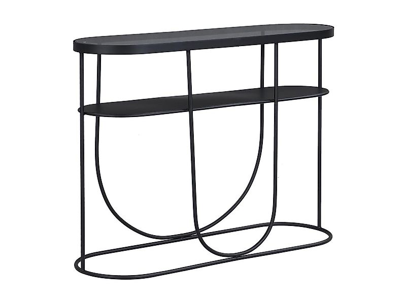 Wandkonsole mit 1 Regal aus Metall & Rauchglas - Schwarz & Transparent - PR günstig online kaufen