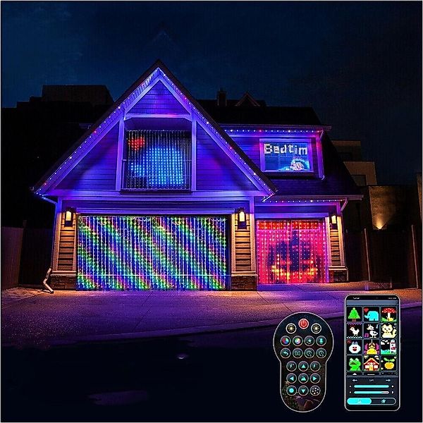PRIISF LED-Lichtervorhang LED-Lichterkette RGBIC Smart Lichternetz günstig online kaufen