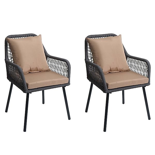 PROREGAL Gartenstuhl 2er-Set 81x54x62cm Sitzhöhe 46cm Outdoor Sitz-/Rückenp günstig online kaufen