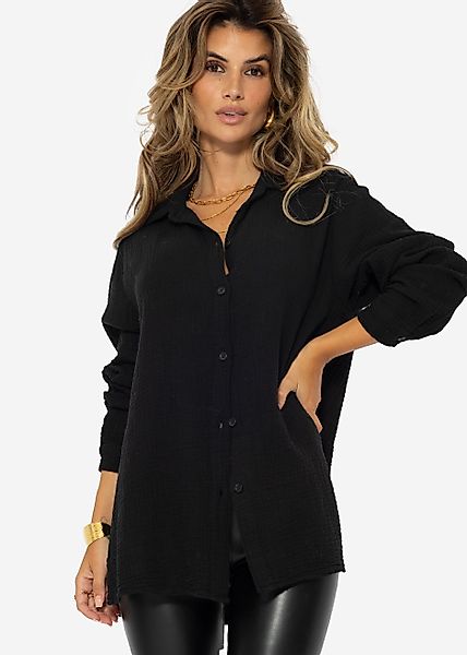SASSYCLASSY Langarmbluse Klassische Musselin Bluse Damen günstig online kaufen