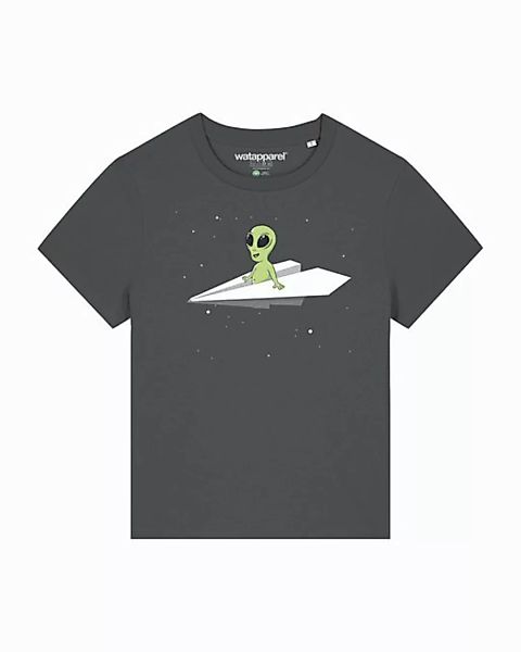 wat? Apparel T-Shirt Alien on a paper plane günstig online kaufen