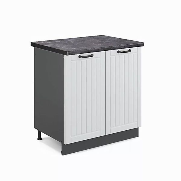 Vicco Spülenunterschrank Fame-Line, Weiß Landhaus/Anthrazit, 80 cm, AP Marm günstig online kaufen