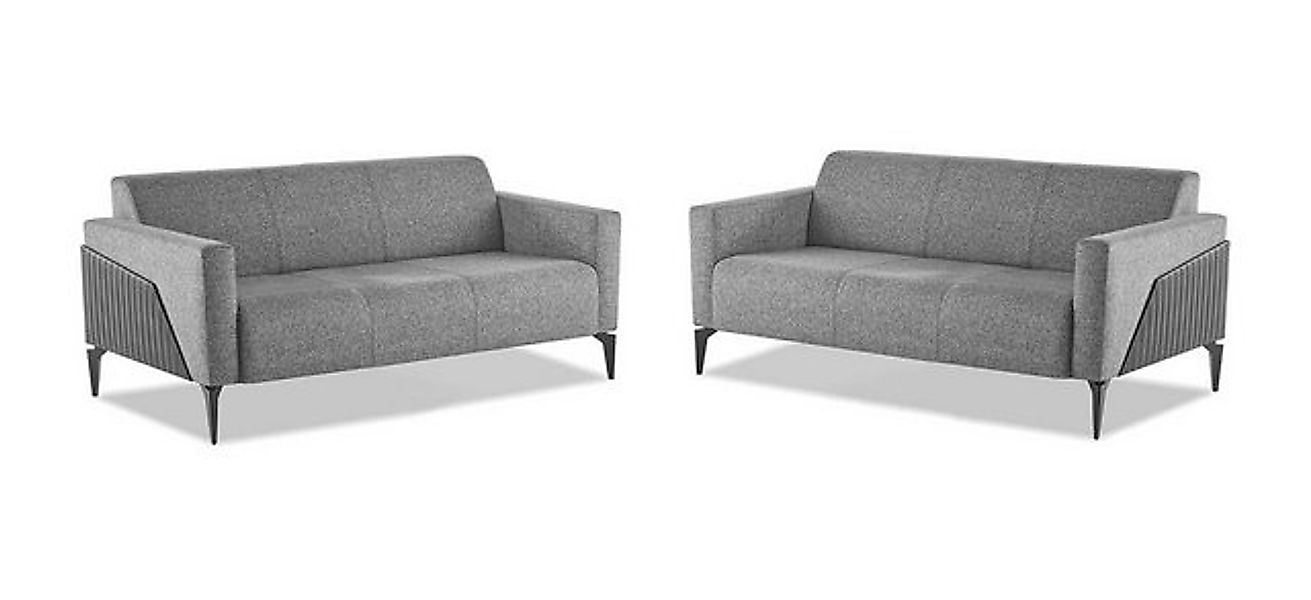 JVmoebel 3-Sitzer Moderner Sofa-Set 3-Sitzer Grau Edelstahl Modern Couch Te günstig online kaufen