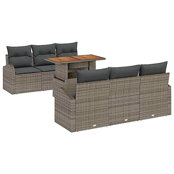 vidaXL Garten-Sofa-Set mit Speicher 7-Tlg Grau Poly Rattan 3358267 günstig online kaufen