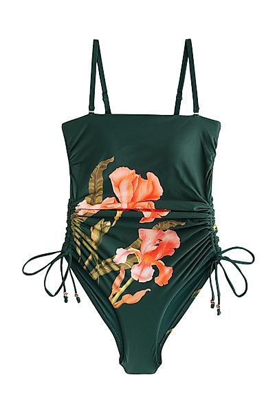 Next Badeanzug Bauchformender Bandeau-Badeanzug mit Beinrüschen günstig online kaufen