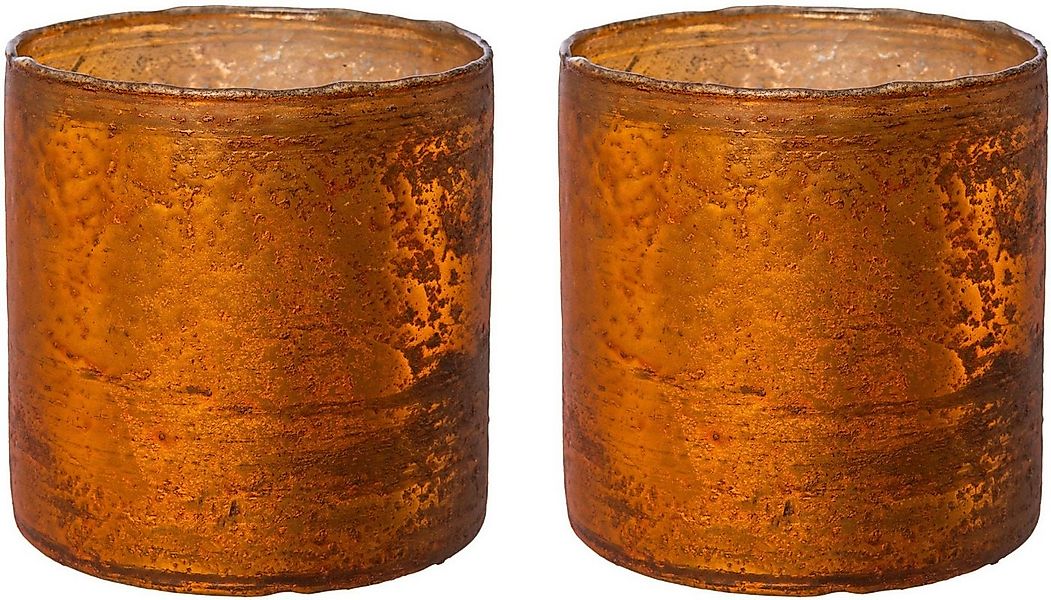 Creativ deco Windlicht Weihnachtsdeko (2 St), mit matter Oberflächenstruktu günstig online kaufen