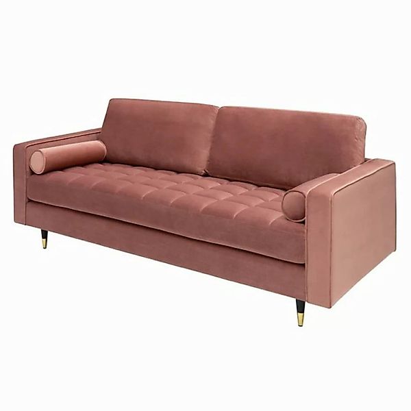 LebensWohnArt Sofa Modernes 3er Sofa 220cm COMFORT alt-rosa Samt Federkern günstig online kaufen