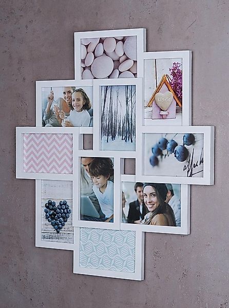 Levandeo® Bilderrahmen Collage, Bilderrahmen weiß 10 Fotos Fotogalerie Foto günstig online kaufen