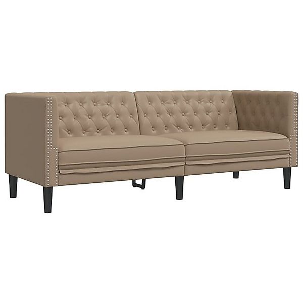 vidaXL Sofa Chesterfield-Sofa 3-Sitzer Cappuccino Kunstleder günstig online kaufen