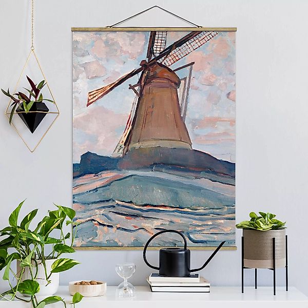 Stoffbild Abstrakt mit Posterleisten - Hochformat Piet Mondrian - Windmühle günstig online kaufen