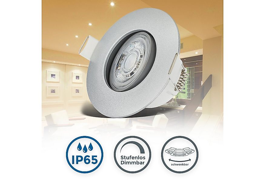 B.K.Licht LED Einbauleuchte 5er Set Bad Einbaustrahler, IP65, Dimmbare Deck günstig online kaufen