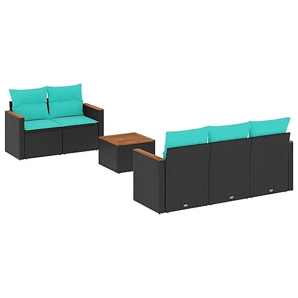 vidaXL 6-Tlg Gartensofa-Set mit Kissen Schwarz Polyrattan 3225784 günstig online kaufen