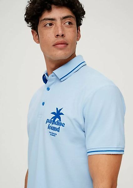 s.Oliver Kurzarmshirt Poloshirt aus Baumwoll-Piqué Kontrast-Details, Sticke günstig online kaufen