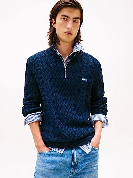 Tommy Jeans Strickpullover, Troyer-Kragen mit Reißverschluss, slim fit, Zop günstig online kaufen