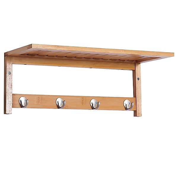HOMCOM Wandgarderobe Wandregal 50L x 16B x 17,5H cm mit 4 Haken Montageset günstig online kaufen