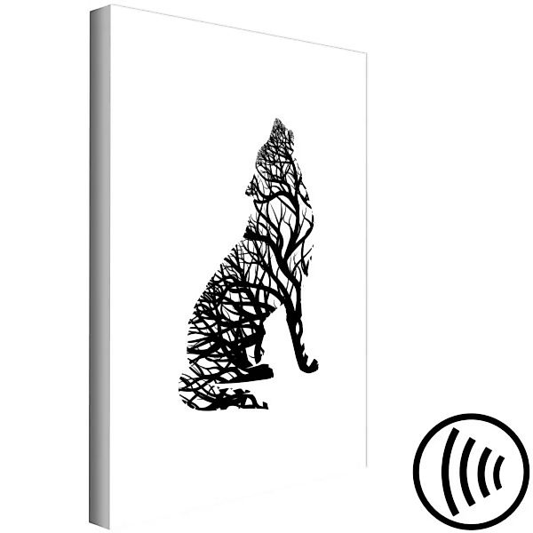 Bild auf Leinwand Schwarzer Wolf - abstrakte Kontur des Tieres mit gefüllt günstig online kaufen