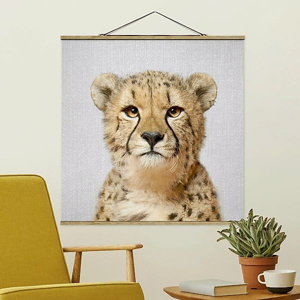 Stoffbild mit Posterleisten Gepard Gerald günstig online kaufen
