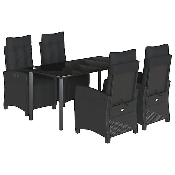 vidaXL 5-Tlg Garten-Essgruppe mit Kissen Schwarz Poly Rattan 3212970 günstig online kaufen