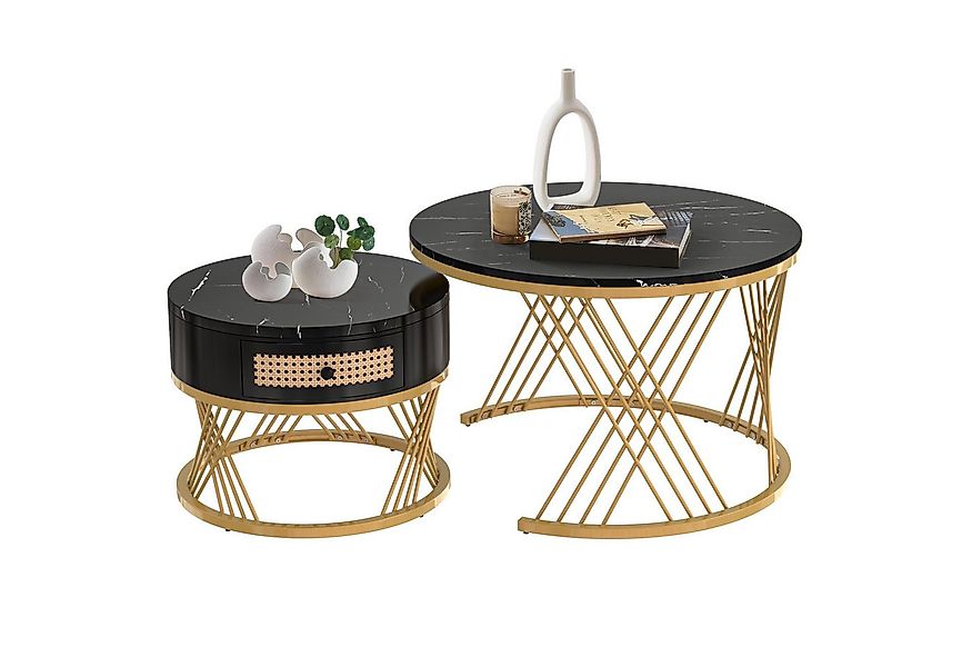 REDOM Couchtisch Satz Marmor Furnier Sofa Seite Nest von Tischen Runde Endt günstig online kaufen