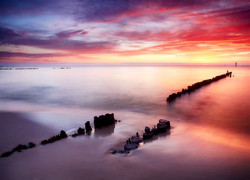 Papermoon Fototapete »Ocean Beach at Sunset« glatt günstig online kaufen