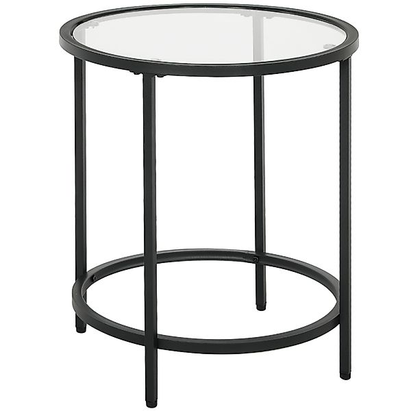 HOMCOM Couchtisch  Metall Hartglas Schwarz 48L x 48B x 54,7H cm günstig online kaufen